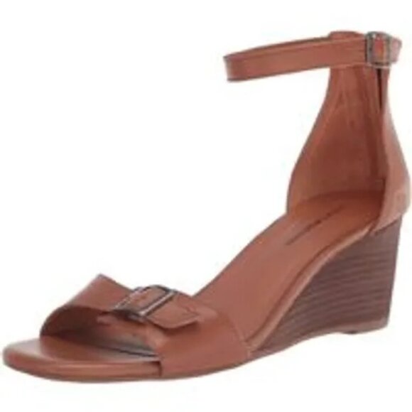 Lucky Brand Jodella Wedge Sandal Latte Portia Leather - Picture 1 of 2